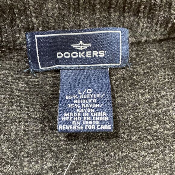 Dockers Chenille Sweater (Men’s size L) • Crew Neck • Brown • Stripes • NWT - Picture 3 of 4
